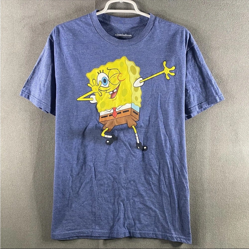 Nickelodeon Regular L T-Shirt Blue Men Short Sleeve Solid Spongebob Squarepants